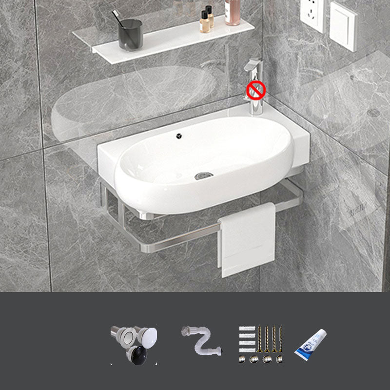 Bathroom Sink White Ceramic Wall-mounted Mirror Faucet Anti-spill Sink 17"L x 11"W x 9"H Sink Clearhalo 'Bathroom Remodel & Bathroom Fixtures' 'Bathroom Sinks & Faucet Components' 'Bathroom Sinks' 'bathroom_sink' 'Home Improvement' 'home_improvement' 'home_improvement_bathroom_sink' 7221291