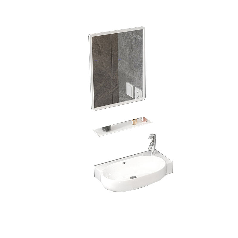Bathroom Sink White Ceramic Wall-mounted Mirror Faucet Anti-spill Sink Clearhalo 'Bathroom Remodel & Bathroom Fixtures' 'Bathroom Sinks & Faucet Components' 'Bathroom Sinks' 'bathroom_sink' 'Home Improvement' 'home_improvement' 'home_improvement_bathroom_sink' 7221292