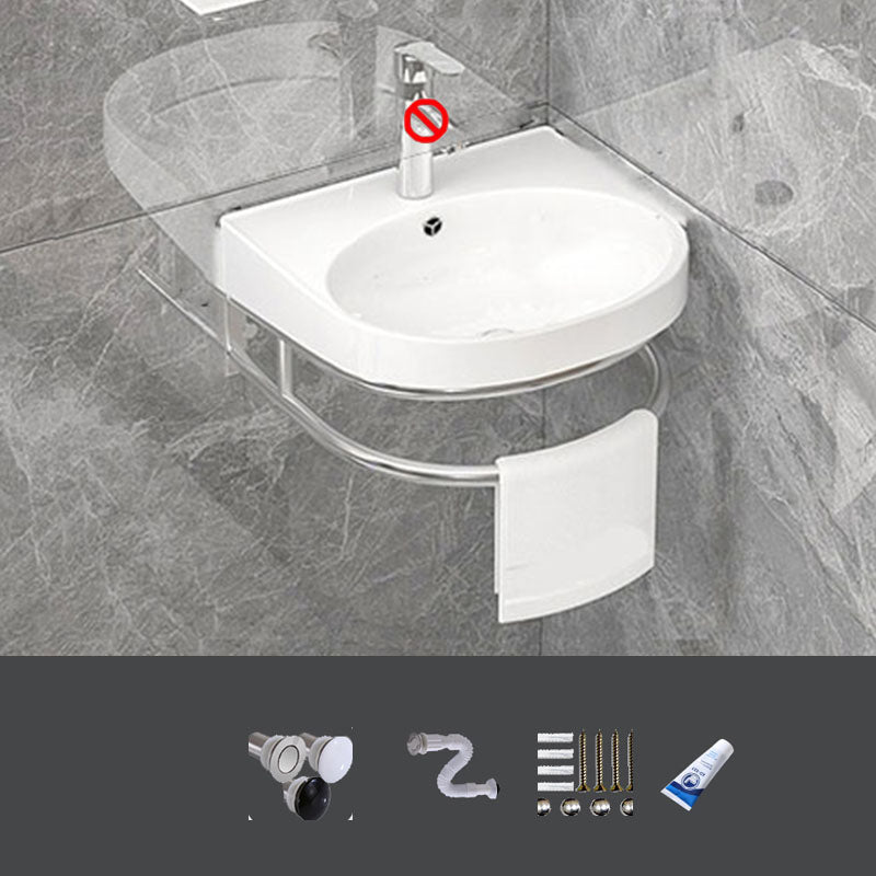 Bathroom Sink White Ceramic Wall-mounted Mirror Faucet Anti-spill Sink 16"L x 15"W x 7"H Sink Clearhalo 'Bathroom Remodel & Bathroom Fixtures' 'Bathroom Sinks & Faucet Components' 'Bathroom Sinks' 'bathroom_sink' 'Home Improvement' 'home_improvement' 'home_improvement_bathroom_sink' 7221293