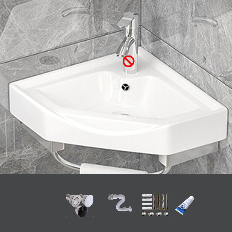 Bathroom Sink White Ceramic Wall-mounted Mirror Faucet Anti-spill Sink 17"L x 17"W x 10"H Sink Clearhalo 'Bathroom Remodel & Bathroom Fixtures' 'Bathroom Sinks & Faucet Components' 'Bathroom Sinks' 'bathroom_sink' 'Home Improvement' 'home_improvement' 'home_improvement_bathroom_sink' 7221295