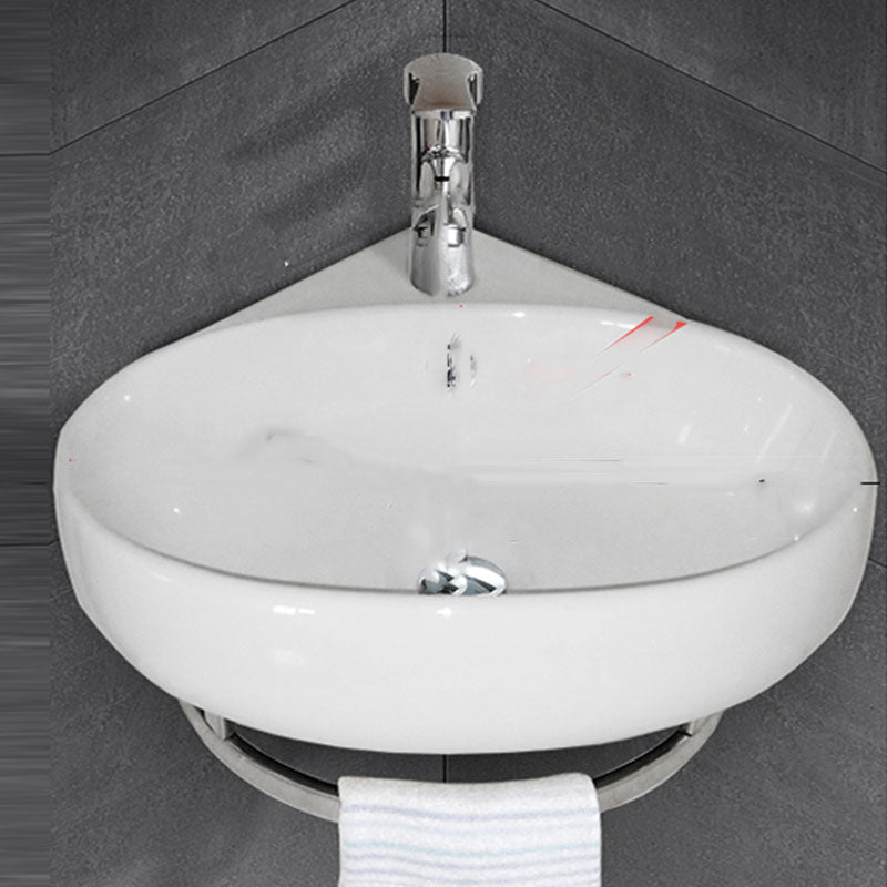 Bathroom Sink White Ceramic Wall-mounted Mirror Faucet Anti-spill Sink Clearhalo 'Bathroom Remodel & Bathroom Fixtures' 'Bathroom Sinks & Faucet Components' 'Bathroom Sinks' 'bathroom_sink' 'Home Improvement' 'home_improvement' 'home_improvement_bathroom_sink' 7221297