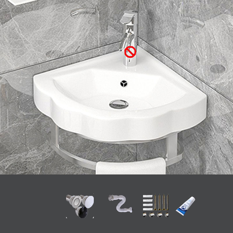 Bathroom Sink White Ceramic Wall-mounted Mirror Faucet Anti-spill Sink 13"L x 13"W x 4"H Sink Clearhalo 'Bathroom Remodel & Bathroom Fixtures' 'Bathroom Sinks & Faucet Components' 'Bathroom Sinks' 'bathroom_sink' 'Home Improvement' 'home_improvement' 'home_improvement_bathroom_sink' 7221298