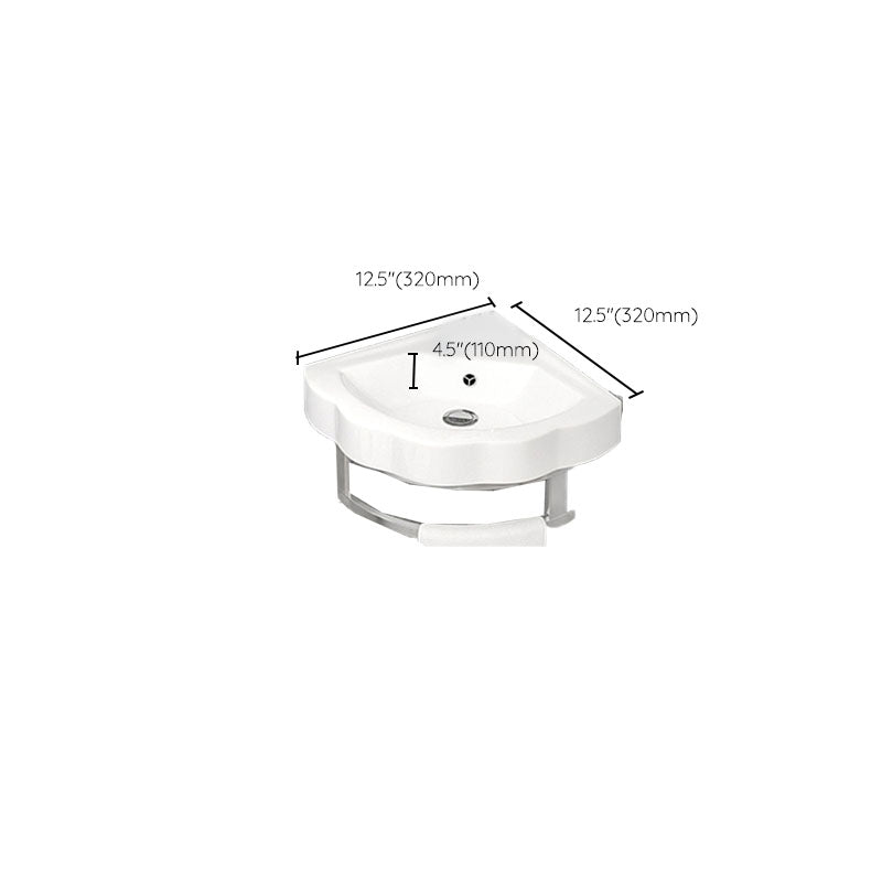 Bathroom Sink White Ceramic Wall-mounted Mirror Faucet Anti-spill Sink Clearhalo 'Bathroom Remodel & Bathroom Fixtures' 'Bathroom Sinks & Faucet Components' 'Bathroom Sinks' 'bathroom_sink' 'Home Improvement' 'home_improvement' 'home_improvement_bathroom_sink' 7221311