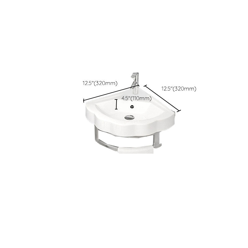 Bathroom Sink White Ceramic Wall-mounted Mirror Faucet Anti-spill Sink Clearhalo 'Bathroom Remodel & Bathroom Fixtures' 'Bathroom Sinks & Faucet Components' 'Bathroom Sinks' 'bathroom_sink' 'Home Improvement' 'home_improvement' 'home_improvement_bathroom_sink' 7221319