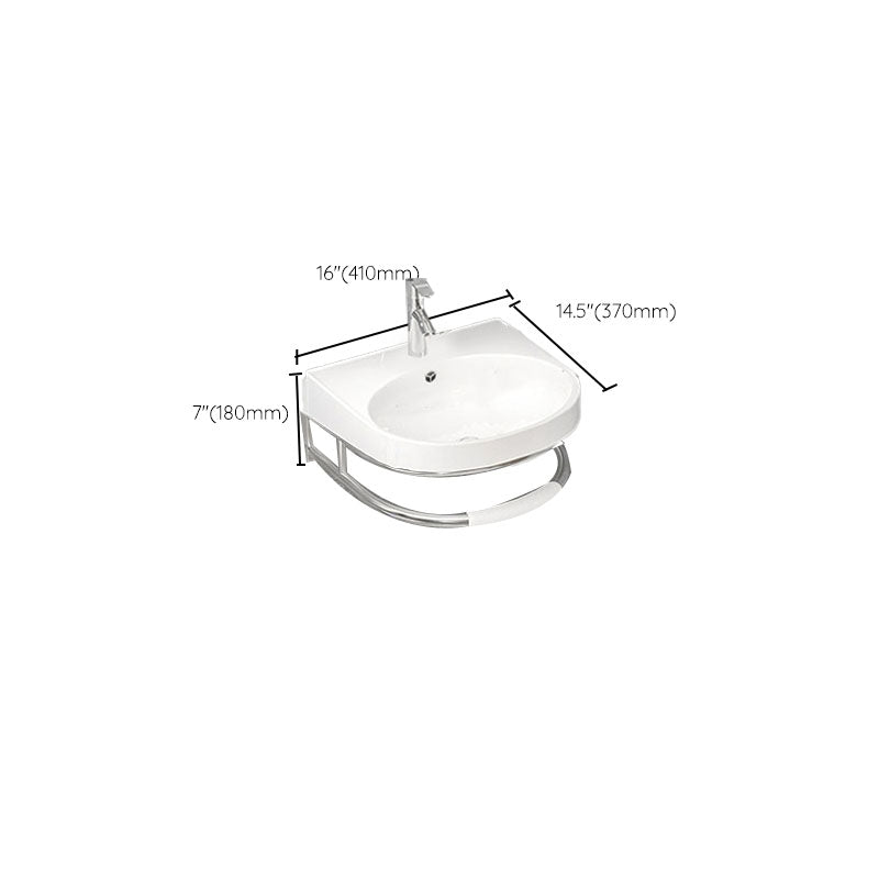Bathroom Sink White Ceramic Wall-mounted Mirror Faucet Anti-spill Sink Clearhalo 'Bathroom Remodel & Bathroom Fixtures' 'Bathroom Sinks & Faucet Components' 'Bathroom Sinks' 'bathroom_sink' 'Home Improvement' 'home_improvement' 'home_improvement_bathroom_sink' 7221322