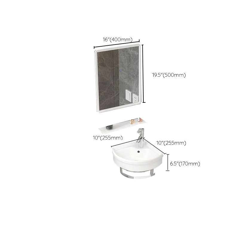 Bathroom Sink White Ceramic Wall-mounted Mirror Faucet Anti-spill Sink Clearhalo 'Bathroom Remodel & Bathroom Fixtures' 'Bathroom Sinks & Faucet Components' 'Bathroom Sinks' 'bathroom_sink' 'Home Improvement' 'home_improvement' 'home_improvement_bathroom_sink' 7221325