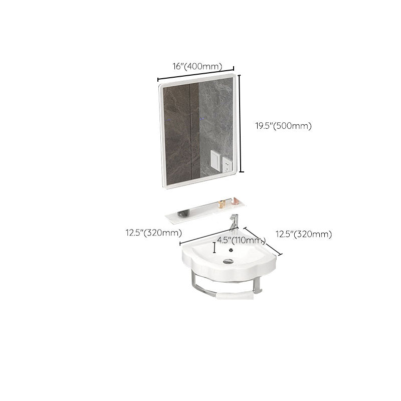 Bathroom Sink White Ceramic Wall-mounted Mirror Faucet Anti-spill Sink Clearhalo 'Bathroom Remodel & Bathroom Fixtures' 'Bathroom Sinks & Faucet Components' 'Bathroom Sinks' 'bathroom_sink' 'Home Improvement' 'home_improvement' 'home_improvement_bathroom_sink' 7221326