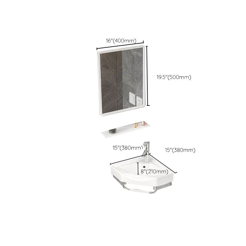 Bathroom Sink White Ceramic Wall-mounted Mirror Faucet Anti-spill Sink Clearhalo 'Bathroom Remodel & Bathroom Fixtures' 'Bathroom Sinks & Faucet Components' 'Bathroom Sinks' 'bathroom_sink' 'Home Improvement' 'home_improvement' 'home_improvement_bathroom_sink' 7221327