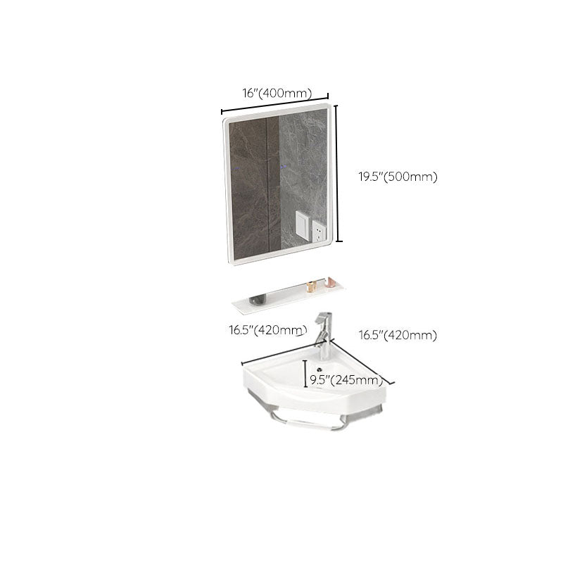 Bathroom Sink White Ceramic Wall-mounted Mirror Faucet Anti-spill Sink Clearhalo 'Bathroom Remodel & Bathroom Fixtures' 'Bathroom Sinks & Faucet Components' 'Bathroom Sinks' 'bathroom_sink' 'Home Improvement' 'home_improvement' 'home_improvement_bathroom_sink' 7221328