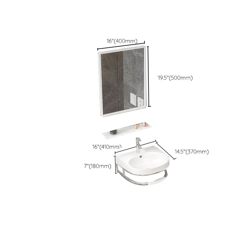 Bathroom Sink White Ceramic Wall-mounted Mirror Faucet Anti-spill Sink Clearhalo 'Bathroom Remodel & Bathroom Fixtures' 'Bathroom Sinks & Faucet Components' 'Bathroom Sinks' 'bathroom_sink' 'Home Improvement' 'home_improvement' 'home_improvement_bathroom_sink' 7221329