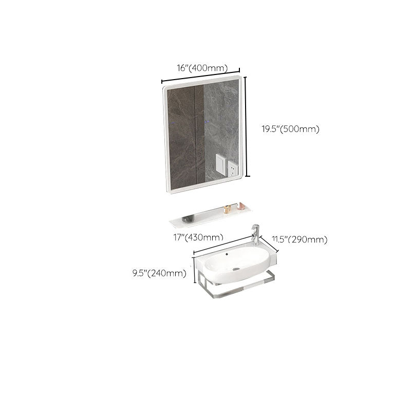 Bathroom Sink White Ceramic Wall-mounted Mirror Faucet Anti-spill Sink Clearhalo 'Bathroom Remodel & Bathroom Fixtures' 'Bathroom Sinks & Faucet Components' 'Bathroom Sinks' 'bathroom_sink' 'Home Improvement' 'home_improvement' 'home_improvement_bathroom_sink' 7221330