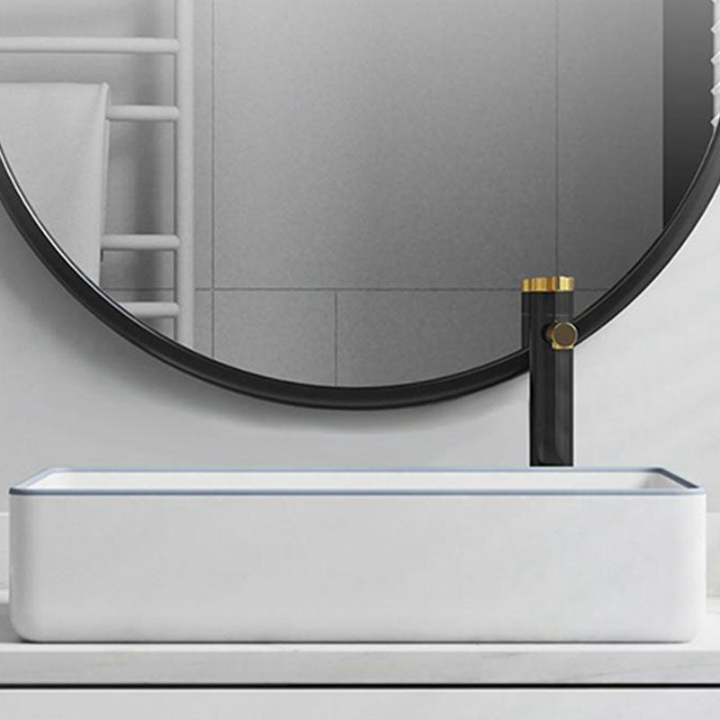 Bathroom Sink Ceramic Rectangular Faucet Single Rod Handle Sink Clearhalo 'Bathroom Remodel & Bathroom Fixtures' 'Bathroom Sinks & Faucet Components' 'Bathroom Sinks' 'bathroom_sink' 'Home Improvement' 'home_improvement' 'home_improvement_bathroom_sink' 7221446