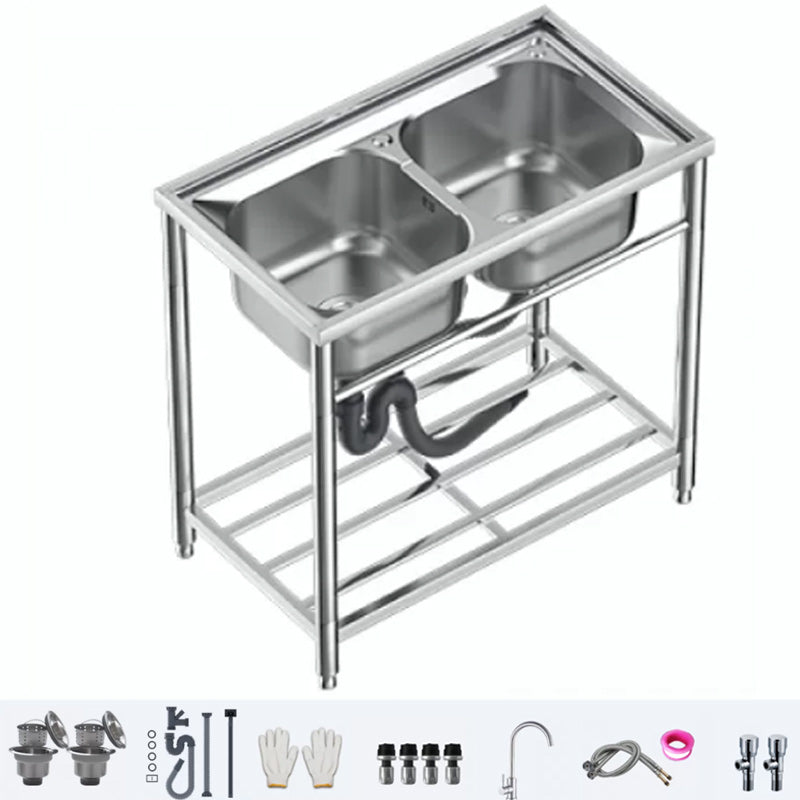 Modern Style Kitchen Sink All-in-one Kitchen Sink with Drain Assembly 31.5"L x 18"W x 31.5"H Sink with Faucet Hot/Cold Water Dispensers Clearhalo 'Home Improvement' 'home_improvement' 'home_improvement_kitchen_sinks' 'Kitchen Remodel & Kitchen Fixtures' 'Kitchen Sinks & Faucet Components' 'Kitchen Sinks' 'kitchen_sinks' 7221474