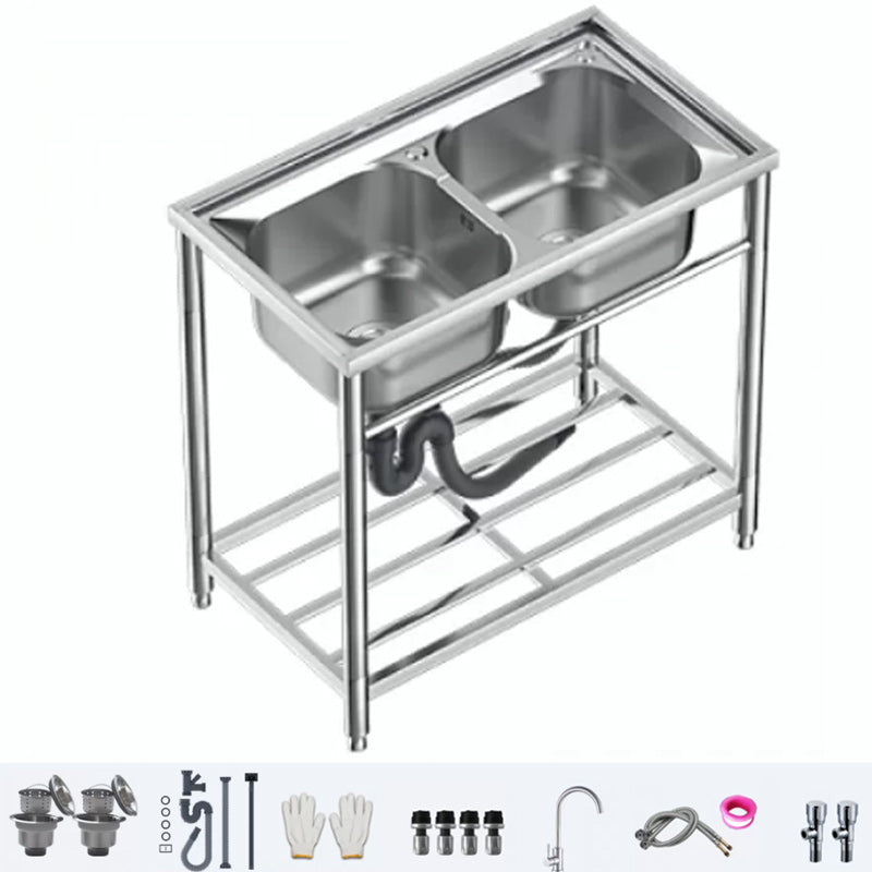Modern Style Kitchen Sink All-in-one Kitchen Sink with Drain Assembly 31.5"L x 18"W x 31.5"H Sink with Faucet Hot Cold Water Dispensers Clearhalo 'Home Improvement' 'home_improvement' 'home_improvement_kitchen_sinks' 'Kitchen Remodel & Kitchen Fixtures' 'Kitchen Sinks & Faucet Components' 'Kitchen Sinks' 'kitchen_sinks' 7221474