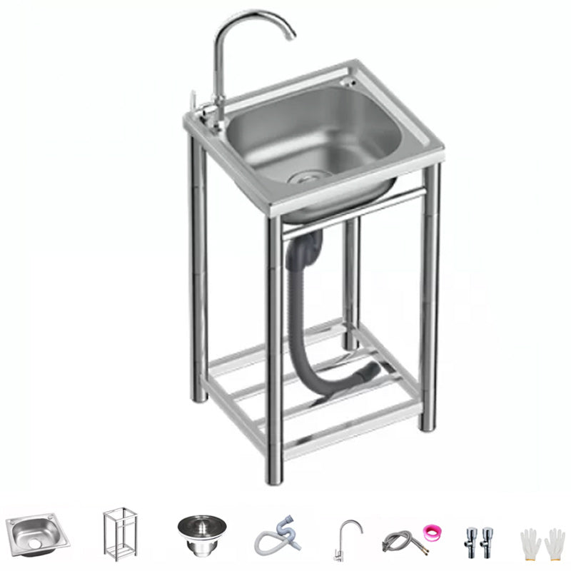 Modern Style Kitchen Sink All-in-one Kitchen Sink with Drain Assembly 17"L x 15"W x 30"H Sink with Faucet Hot Cold Water Dispensers Clearhalo 'Home Improvement' 'home_improvement' 'home_improvement_kitchen_sinks' 'Kitchen Remodel & Kitchen Fixtures' 'Kitchen Sinks & Faucet Components' 'Kitchen Sinks' 'kitchen_sinks' 7221477