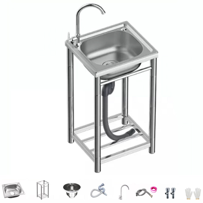 Modern Style Kitchen Sink All-in-one Kitchen Sink with Drain Assembly 17"L x 15"W x 30"H Sink with Faucet Hot/Cold Water Dispensers Clearhalo 'Home Improvement' 'home_improvement' 'home_improvement_kitchen_sinks' 'Kitchen Remodel & Kitchen Fixtures' 'Kitchen Sinks & Faucet Components' 'Kitchen Sinks' 'kitchen_sinks' 7221477
