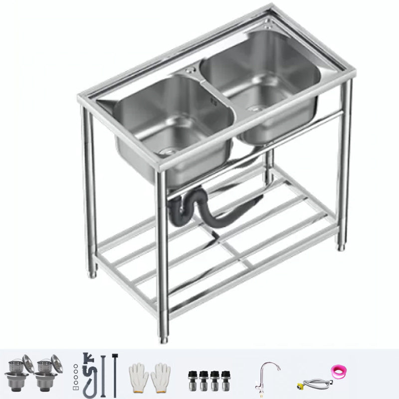 Modern Style Kitchen Sink All-in-one Kitchen Sink with Drain Assembly 31.5"L x 18"W x 31.5"H Sink with Faucet Cold Water Dispensers Clearhalo 'Home Improvement' 'home_improvement' 'home_improvement_kitchen_sinks' 'Kitchen Remodel & Kitchen Fixtures' 'Kitchen Sinks & Faucet Components' 'Kitchen Sinks' 'kitchen_sinks' 7221483