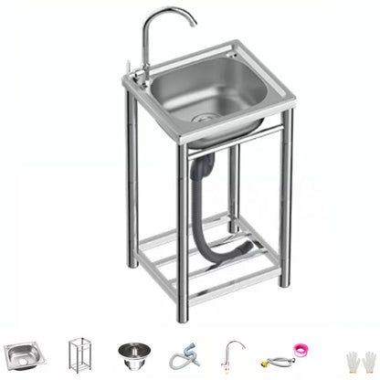 Modern Style Kitchen Sink All-in-one Kitchen Sink with Drain Assembly 17"L x 15"W x 30"H Sink with Faucet Cold Water Dispensers
