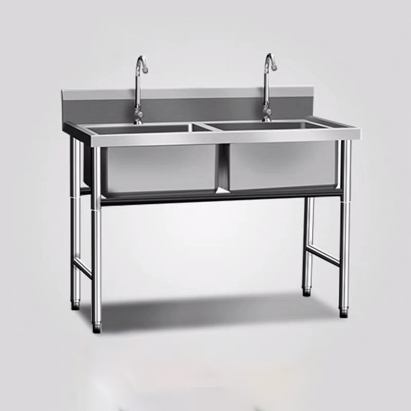 Contemporary Style Kitchen Sink All-in-one Stainless Steel Kitchen Sink Sink with Faucet Clearhalo 'Home Improvement' 'home_improvement' 'home_improvement_kitchen_sinks' 'Kitchen Remodel & Kitchen Fixtures' 'Kitchen Sinks & Faucet Components' 'Kitchen Sinks' 'kitchen_sinks' 7221496