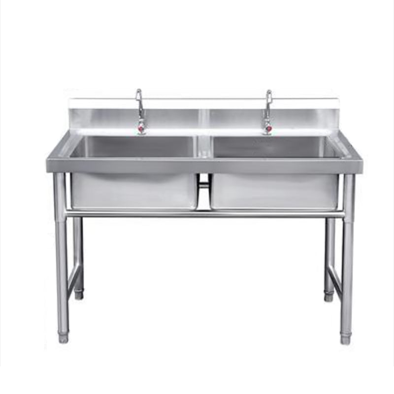 Modern Style Kitchen Sink Stainless Steel Kitchen Sink with Frame 55"L x 28"W x 31"H Clearhalo 'Home Improvement' 'home_improvement' 'home_improvement_kitchen_sinks' 'Kitchen Remodel & Kitchen Fixtures' 'Kitchen Sinks & Faucet Components' 'Kitchen Sinks' 'kitchen_sinks' 7221522
