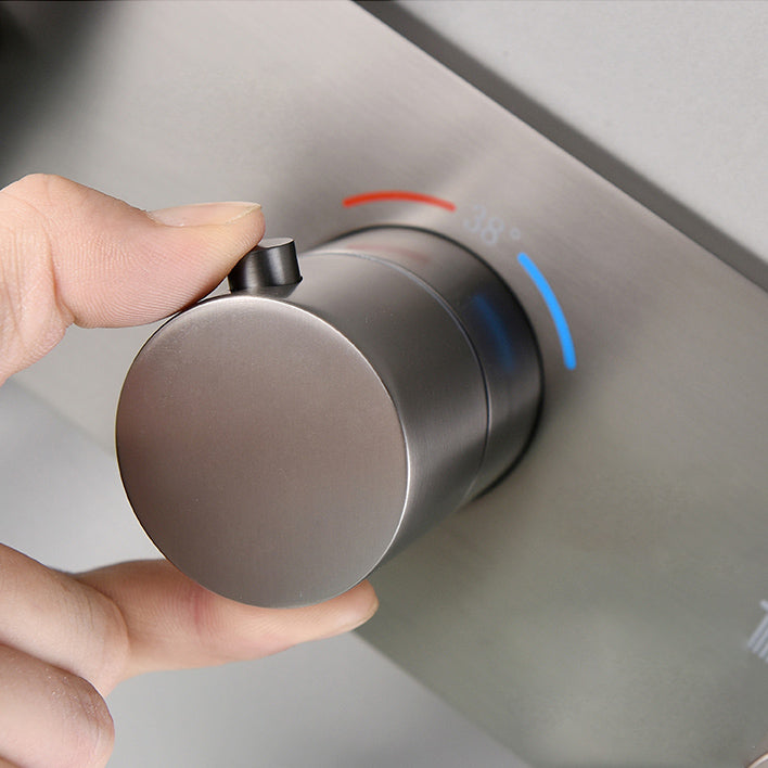 Modern Bath Faucet Solid Color Wall Mounted Waterfall Bathroom Faucet with Double Handle Clearhalo 'Bathroom Remodel & Bathroom Fixtures' 'Bathtub Faucets' 'bathtub_faucets' 'Home Improvement' 'home_improvement' 'home_improvement_bathtub_faucets' 7221558