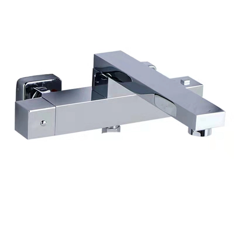 Modern Bathroom Faucet Solid Color Wall Mounted Faucet with Handheld Shower Head Chrome Hand Shower Not Included Clearhalo 'Bathroom Remodel & Bathroom Fixtures' 'Bathtub Faucets' 'bathtub_faucets' 'Home Improvement' 'home_improvement' 'home_improvement_bathtub_faucets' 7221562