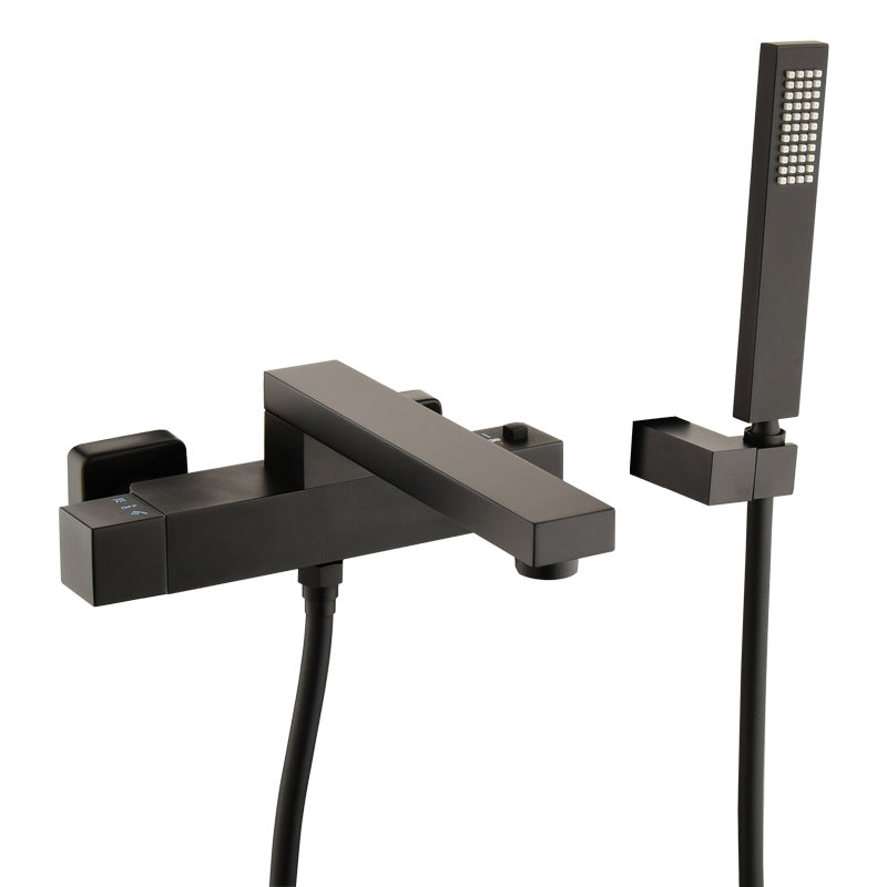 Modern Bathroom Faucet Solid Color Wall Mounted Faucet with Handheld Shower Head Clearhalo 'Bathroom Remodel & Bathroom Fixtures' 'Bathtub Faucets' 'bathtub_faucets' 'Home Improvement' 'home_improvement' 'home_improvement_bathtub_faucets' 7221567