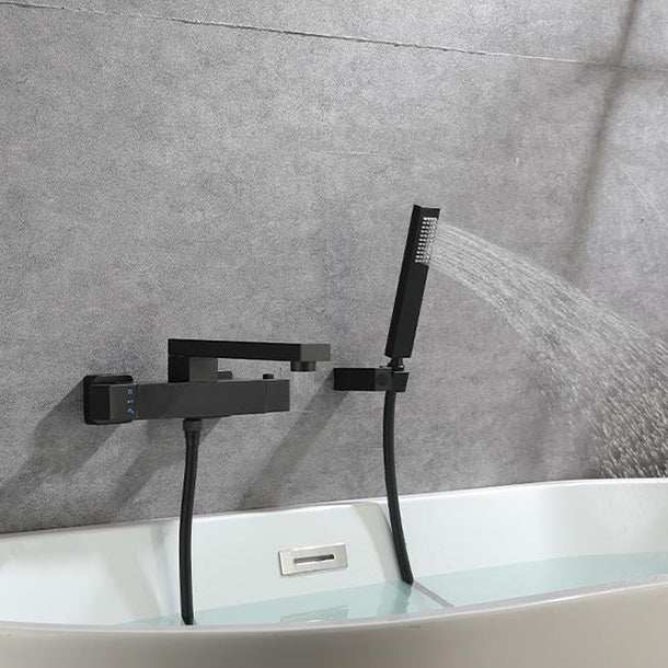 Modern Bathroom Faucet Solid Color Wall Mounted Faucet with Handheld Shower Head Clearhalo 'Bathroom Remodel & Bathroom Fixtures' 'Bathtub Faucets' 'bathtub_faucets' 'Home Improvement' 'home_improvement' 'home_improvement_bathtub_faucets' 7221568