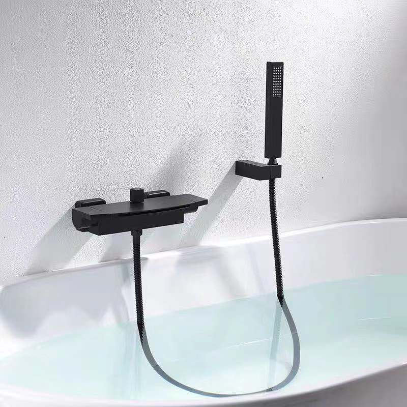 Wall Mounted Bath Faucet Solid Color Waterfall Bathroom Faucet Clearhalo 'Bathroom Remodel & Bathroom Fixtures' 'Bathtub Faucets' 'bathtub_faucets' 'Home Improvement' 'home_improvement' 'home_improvement_bathtub_faucets' 7221574