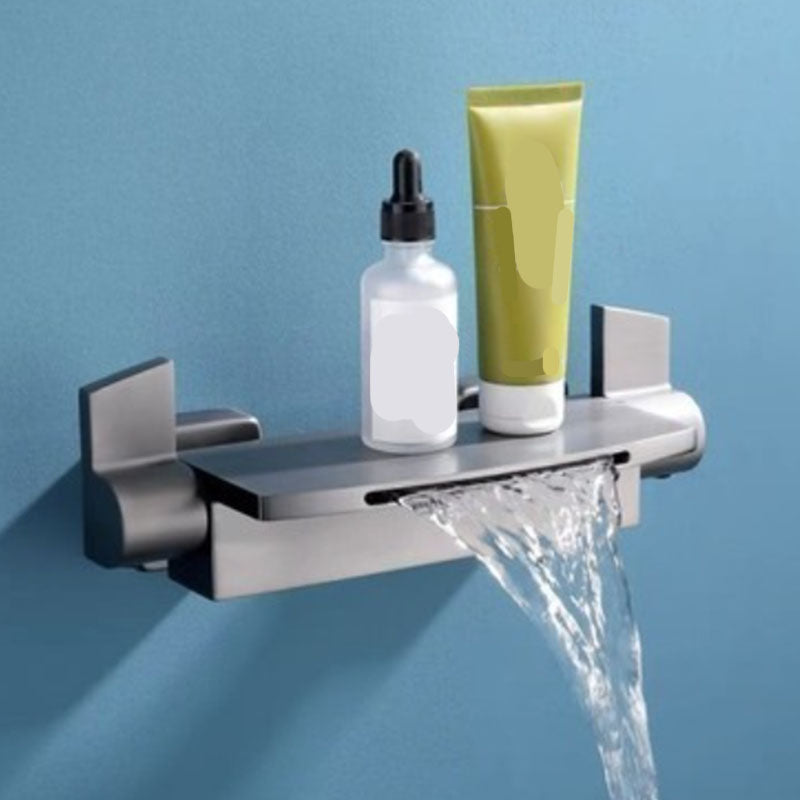 Wall Mounted Bath Faucet Solid Color Waterfall Bathroom Faucet Grey Hand Shower Not Included Clearhalo 'Bathroom Remodel & Bathroom Fixtures' 'Bathtub Faucets' 'bathtub_faucets' 'Home Improvement' 'home_improvement' 'home_improvement_bathtub_faucets' 7221580