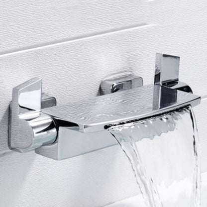 Wall Mounted Bath Faucet Solid Color Waterfall Bathroom Faucet Silver Hand Shower Not Included Clearhalo 'Bathroom Remodel & Bathroom Fixtures' 'Bathtub Faucets' 'bathtub_faucets' 'Home Improvement' 'home_improvement' 'home_improvement_bathtub_faucets' 7221584