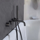 Modern Wall Mounted Faucet Solid Color Bathroom Faucet with Double Handle Clearhalo 'Bathroom Remodel & Bathroom Fixtures' 'Bathtub Faucets' 'bathtub_faucets' 'Home Improvement' 'home_improvement' 'home_improvement_bathtub_faucets' 7221602