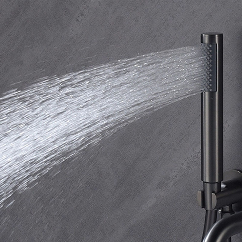 Modern Wall Mounted Faucet Solid Color Bathroom Faucet with Double Handle Clearhalo 'Bathroom Remodel & Bathroom Fixtures' 'Bathtub Faucets' 'bathtub_faucets' 'Home Improvement' 'home_improvement' 'home_improvement_bathtub_faucets' 7221610