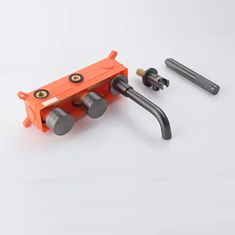 Modern Wall Mounted Faucet Solid Color Bathroom Faucet with Double Handle Clearhalo 'Bathroom Remodel & Bathroom Fixtures' 'Bathtub Faucets' 'bathtub_faucets' 'Home Improvement' 'home_improvement' 'home_improvement_bathtub_faucets' 7221614