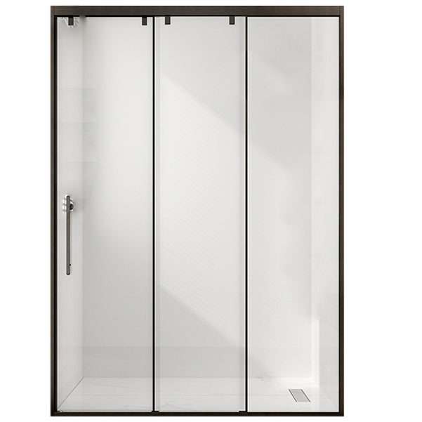 Single Sliding Frame Shower Bath Door Black Clear Shower Doors Black Right Clearhalo 'Bathroom Remodel & Bathroom Fixtures' 'Home Improvement' 'home_improvement' 'home_improvement_shower_tub_doors' 'Shower and Tub Doors' 'shower_tub_doors' 'Showers & Bathtubs' 7222789