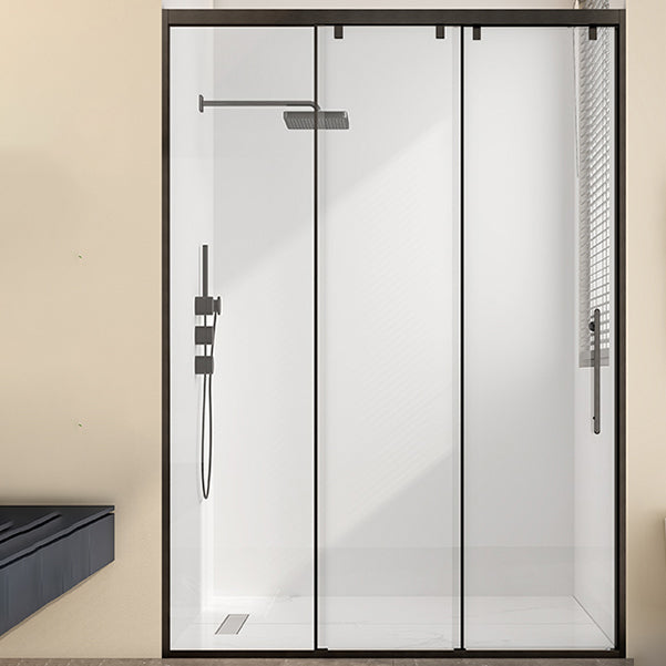 Single Sliding Frame Shower Bath Door Black Clear Shower Doors Clearhalo 'Bathroom Remodel & Bathroom Fixtures' 'Home Improvement' 'home_improvement' 'home_improvement_shower_tub_doors' 'Shower and Tub Doors' 'shower_tub_doors' 'Showers & Bathtubs' 7222792