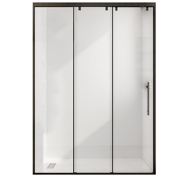 Single Sliding Frame Shower Bath Door Black Clear Shower Doors Black Left Clearhalo 'Bathroom Remodel & Bathroom Fixtures' 'Home Improvement' 'home_improvement' 'home_improvement_shower_tub_doors' 'Shower and Tub Doors' 'shower_tub_doors' 'Showers & Bathtubs' 7222794
