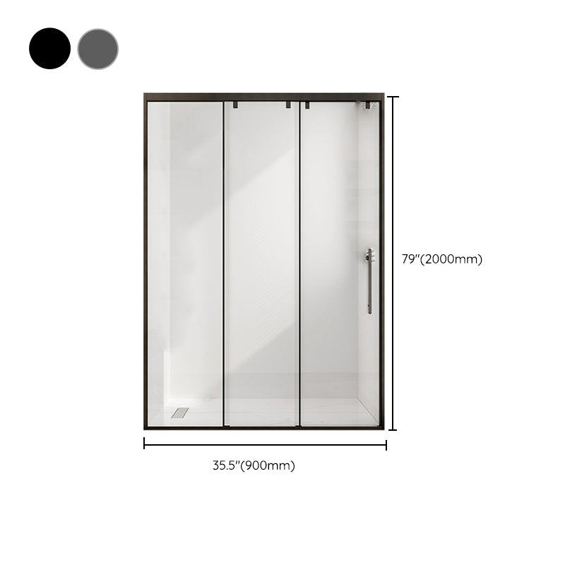 Single Sliding Frame Shower Bath Door Black Clear Shower Doors Clearhalo 'Bathroom Remodel & Bathroom Fixtures' 'Home Improvement' 'home_improvement' 'home_improvement_shower_tub_doors' 'Shower and Tub Doors' 'shower_tub_doors' 'Showers & Bathtubs' 7222800