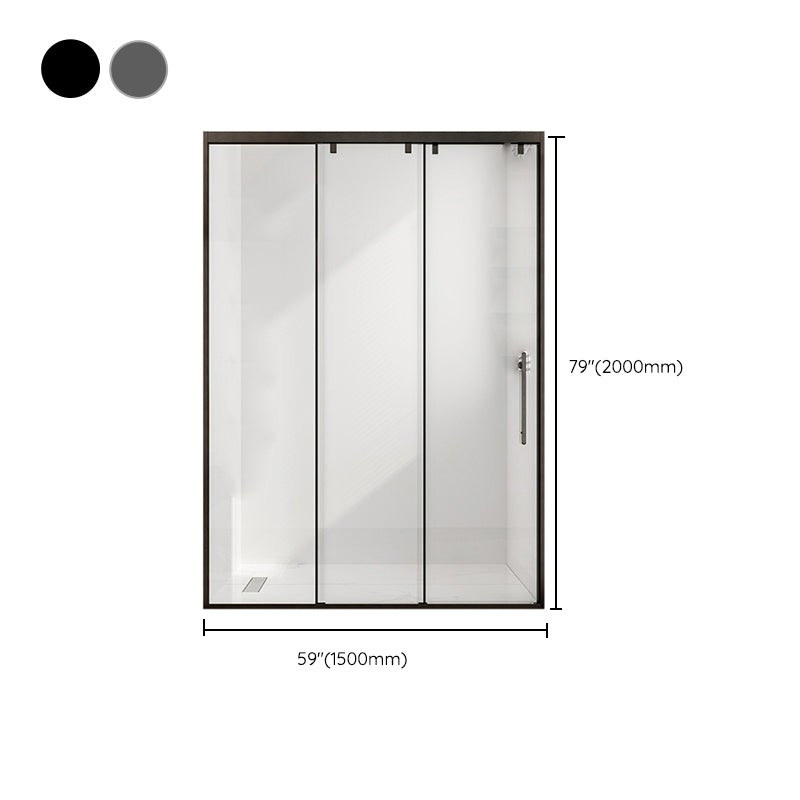 Single Sliding Frame Shower Bath Door Black Clear Shower Doors Clearhalo 'Bathroom Remodel & Bathroom Fixtures' 'Home Improvement' 'home_improvement' 'home_improvement_shower_tub_doors' 'Shower and Tub Doors' 'shower_tub_doors' 'Showers & Bathtubs' 7222806
