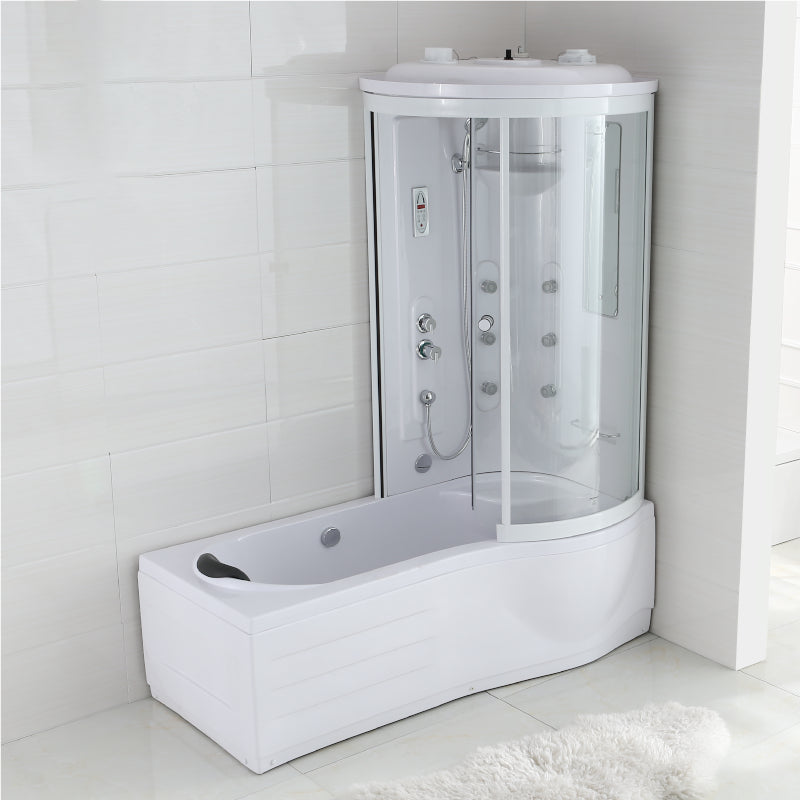 White Round Tub & Shower Kit Clear Tempered Glass Tub & Shower Kit Clearhalo 'Bathroom Remodel & Bathroom Fixtures' 'Home Improvement' 'home_improvement' 'home_improvement_shower_stalls_enclosures' 'Shower Stalls & Enclosures' 'shower_stalls_enclosures' 'Showers & Bathtubs' 7222845