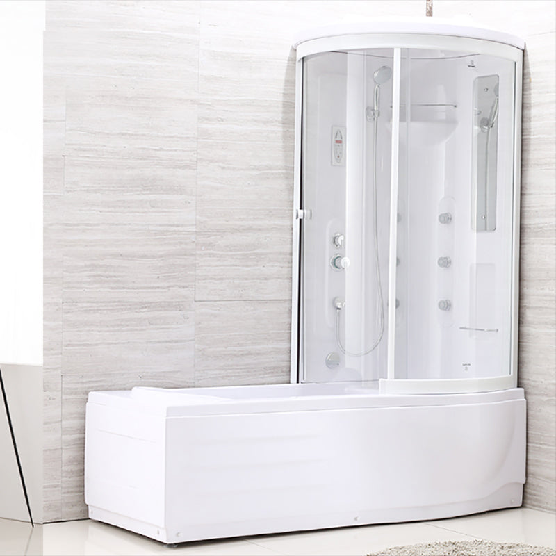 White Round Tub & Shower Kit Clear Tempered Glass Tub & Shower Kit Clearhalo 'Bathroom Remodel & Bathroom Fixtures' 'Home Improvement' 'home_improvement' 'home_improvement_shower_stalls_enclosures' 'Shower Stalls & Enclosures' 'shower_stalls_enclosures' 'Showers & Bathtubs' 7222848