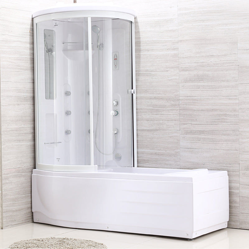White Round Tub & Shower Kit Clear Tempered Glass Tub & Shower Kit Clearhalo 'Bathroom Remodel & Bathroom Fixtures' 'Home Improvement' 'home_improvement' 'home_improvement_shower_stalls_enclosures' 'Shower Stalls & Enclosures' 'shower_stalls_enclosures' 'Showers & Bathtubs' 7222849