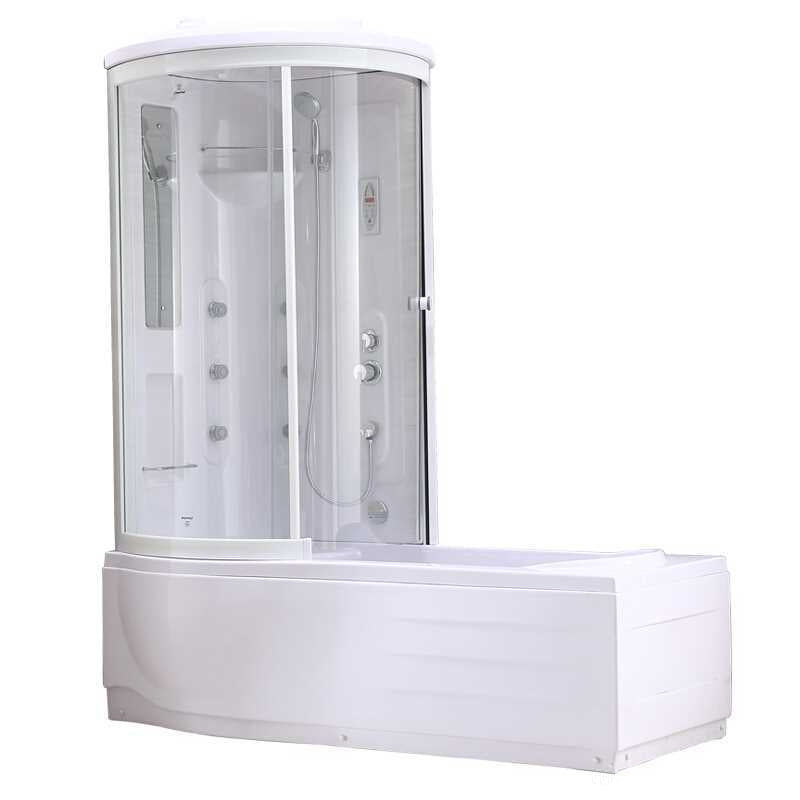 White Round Tub & Shower Kit Clear Tempered Glass Tub & Shower Kit Clearhalo 'Bathroom Remodel & Bathroom Fixtures' 'Home Improvement' 'home_improvement' 'home_improvement_shower_stalls_enclosures' 'Shower Stalls & Enclosures' 'shower_stalls_enclosures' 'Showers & Bathtubs' 7222851