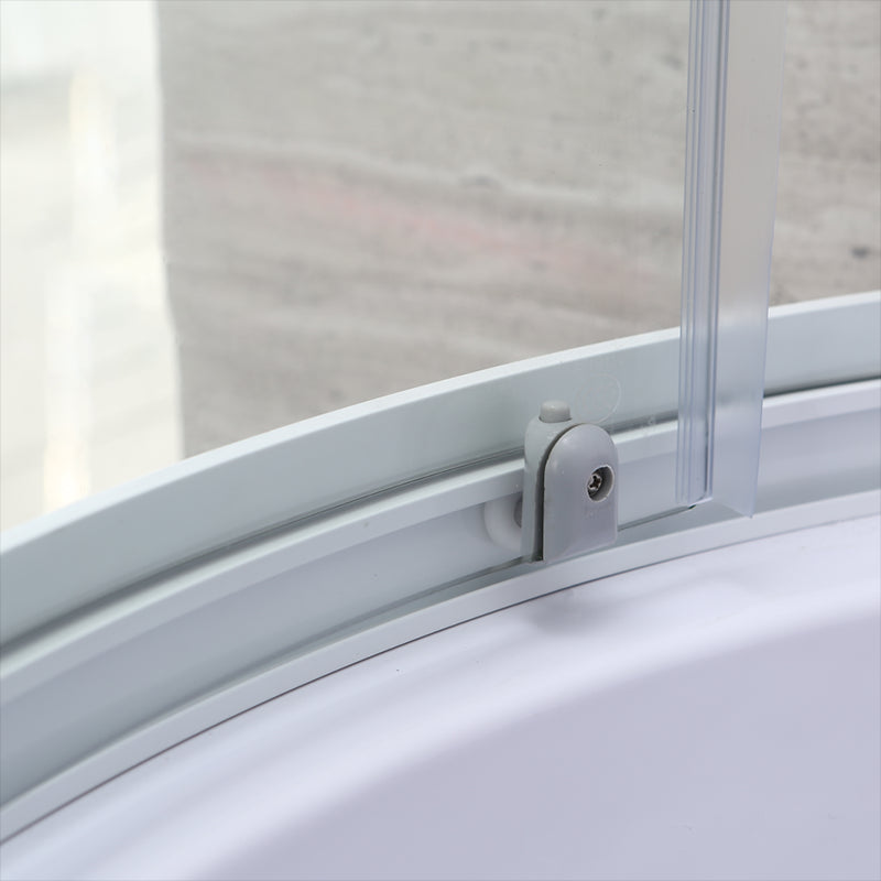 White Round Tub & Shower Kit Clear Tempered Glass Tub & Shower Kit Clearhalo 'Bathroom Remodel & Bathroom Fixtures' 'Home Improvement' 'home_improvement' 'home_improvement_shower_stalls_enclosures' 'Shower Stalls & Enclosures' 'shower_stalls_enclosures' 'Showers & Bathtubs' 7222853