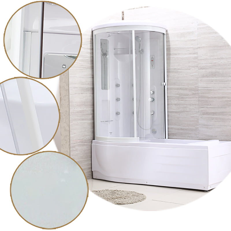 White Round Tub & Shower Kit Clear Tempered Glass Tub & Shower Kit Clearhalo 'Bathroom Remodel & Bathroom Fixtures' 'Home Improvement' 'home_improvement' 'home_improvement_shower_stalls_enclosures' 'Shower Stalls & Enclosures' 'shower_stalls_enclosures' 'Showers & Bathtubs' 7222854