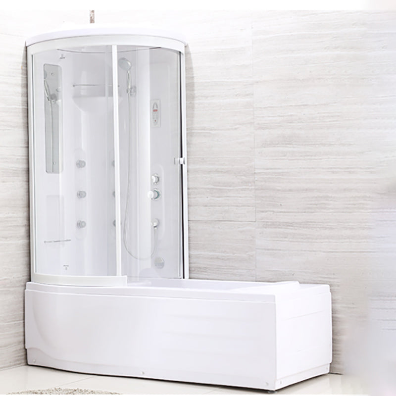 White Round Tub & Shower Kit Clear Tempered Glass Tub & Shower Kit Clearhalo 'Bathroom Remodel & Bathroom Fixtures' 'Home Improvement' 'home_improvement' 'home_improvement_shower_stalls_enclosures' 'Shower Stalls & Enclosures' 'shower_stalls_enclosures' 'Showers & Bathtubs' 7222855