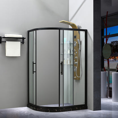 Black Framed Shower Stall Easy Clean Glass Shower Kit with Fixed Panel 47"L x 31"W x 75"H 0.3125" Clearhalo 'Bathroom Remodel & Bathroom Fixtures' 'Home Improvement' 'home_improvement' 'home_improvement_shower_stalls_enclosures' 'Shower Stalls & Enclosures' 'shower_stalls_enclosures' 'Showers & Bathtubs' 7222860