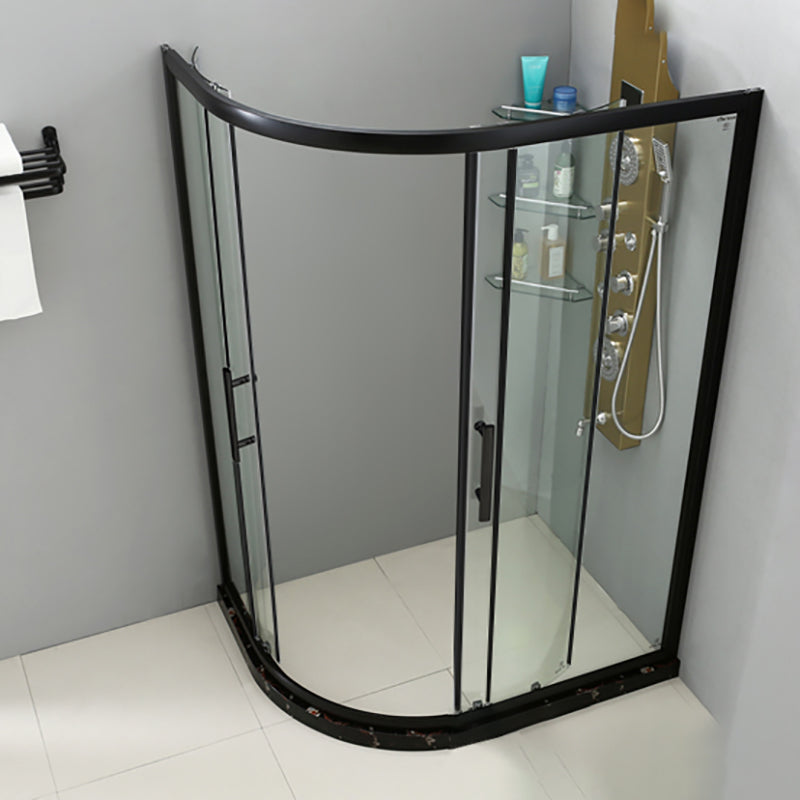 Black Framed Shower Stall Easy Clean Glass Shower Kit with Fixed Panel Clearhalo 'Bathroom Remodel & Bathroom Fixtures' 'Home Improvement' 'home_improvement' 'home_improvement_shower_stalls_enclosures' 'Shower Stalls & Enclosures' 'shower_stalls_enclosures' 'Showers & Bathtubs' 7222861