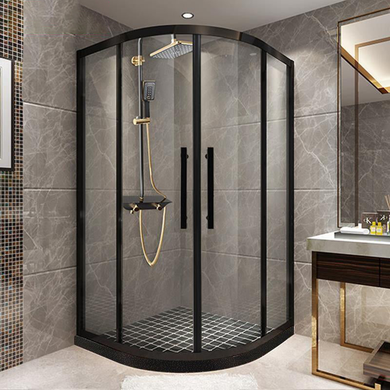 Round Tempered Glass Shower Stall Framed Easy Clean Glass Shower Enclosure with Header Black Clearhalo 'Bathroom Remodel & Bathroom Fixtures' 'Home Improvement' 'home_improvement' 'home_improvement_shower_stalls_enclosures' 'Shower Stalls & Enclosures' 'shower_stalls_enclosures' 'Showers & Bathtubs' 7222875