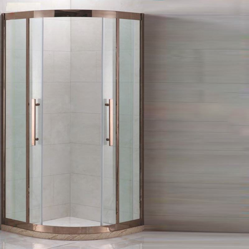 Round Tempered Glass Shower Stall Framed Easy Clean Glass Shower Enclosure with Header Rose Gold Clearhalo 'Bathroom Remodel & Bathroom Fixtures' 'Home Improvement' 'home_improvement' 'home_improvement_shower_stalls_enclosures' 'Shower Stalls & Enclosures' 'shower_stalls_enclosures' 'Showers & Bathtubs' 7222878